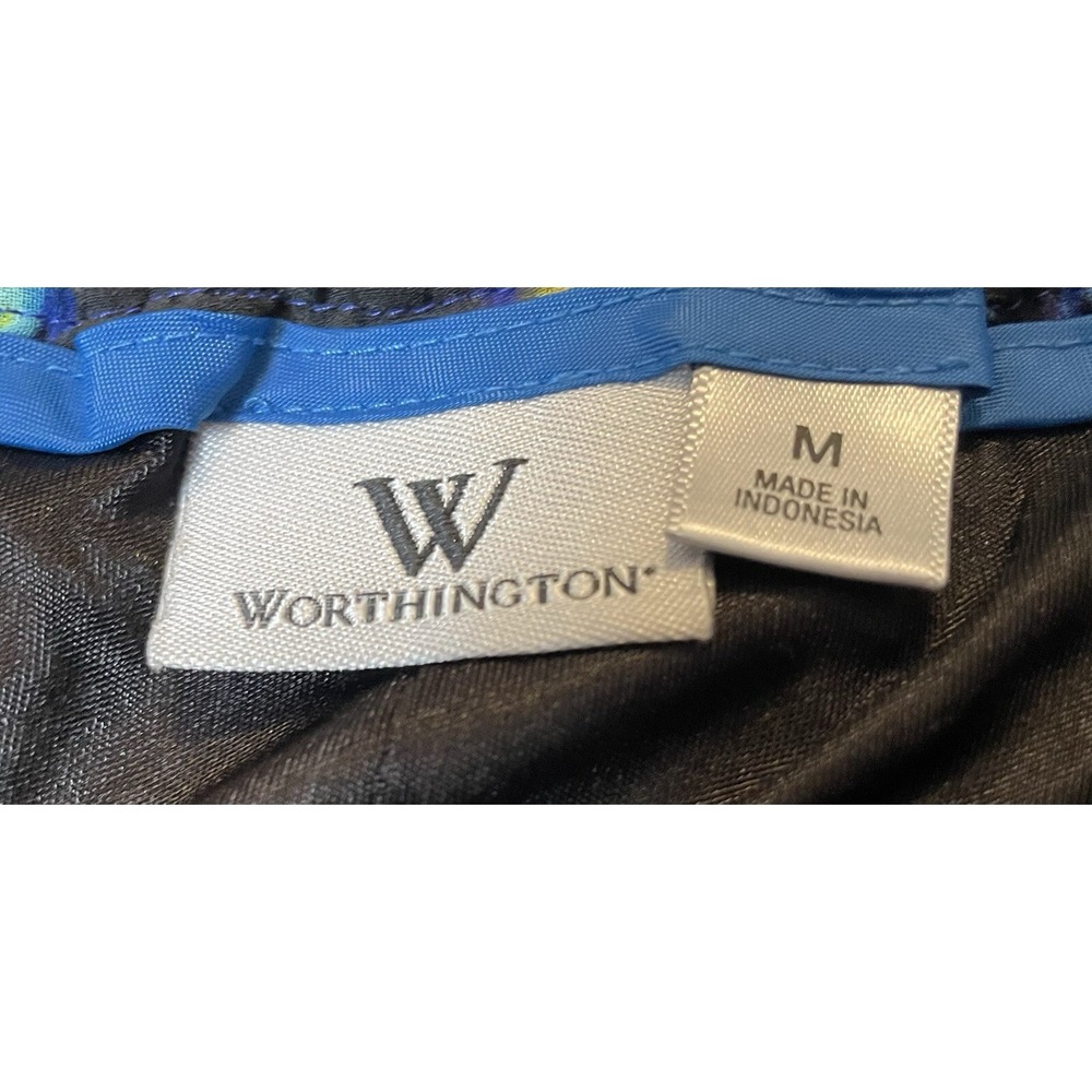 Worthington Leopard Maxi Skirt Women's M Blue Chiffon Pull On Boho Safari Jungle - Picture 8 of 10